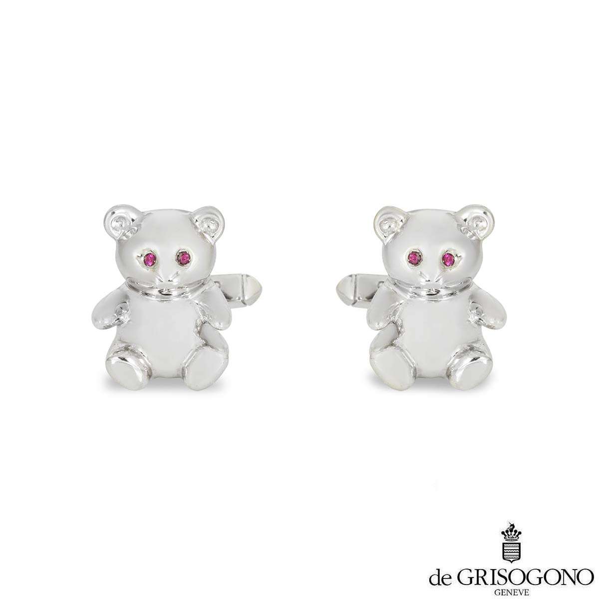 De Grisogono White Gold & Ruby Set Teddy Bear Cufflinks